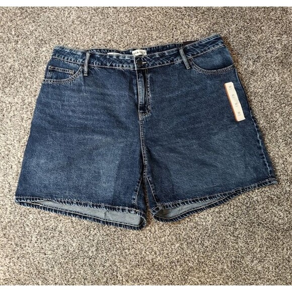 Ava & Viv Women's 20 Midi No Gap Waistband Shorts Denim Plus Summer - Picture 1 of 8